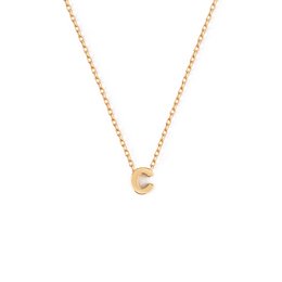 A delicate gold-plated necklace featuring a small letter 'C' pendant, perfect for adding a touch of personalized style to any outfit.