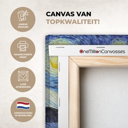 Canvas Maleri - Wall Decoration - De Sterrennacht - Vincent Van Gogh
