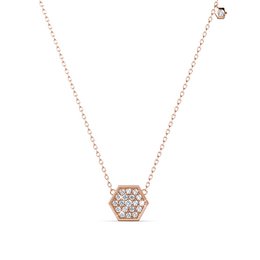 Zeshoekige hangers - rosé goud en kristal