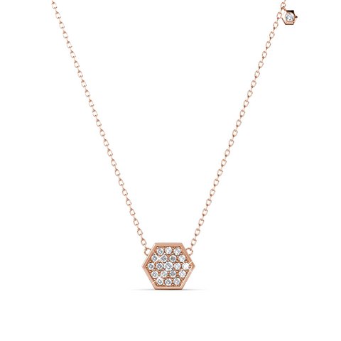 Hexagon Pendants - Rose Gold and Crystal