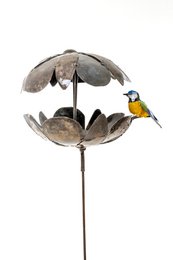ZIMBA-ARTS METAL BLUE TIT PUMPKIN BIRDFEEDER ON STICK