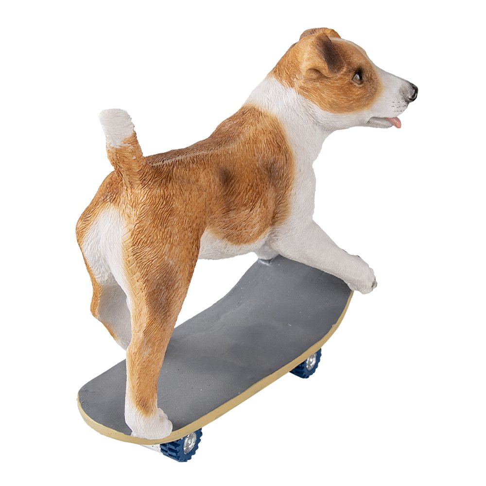 Beeld Hond 18x9x18 cm Bruin Wit Kunststof Woonaccessoires