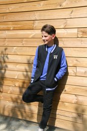 LewyLou NO4 Sweat jacket black with blue sleeves