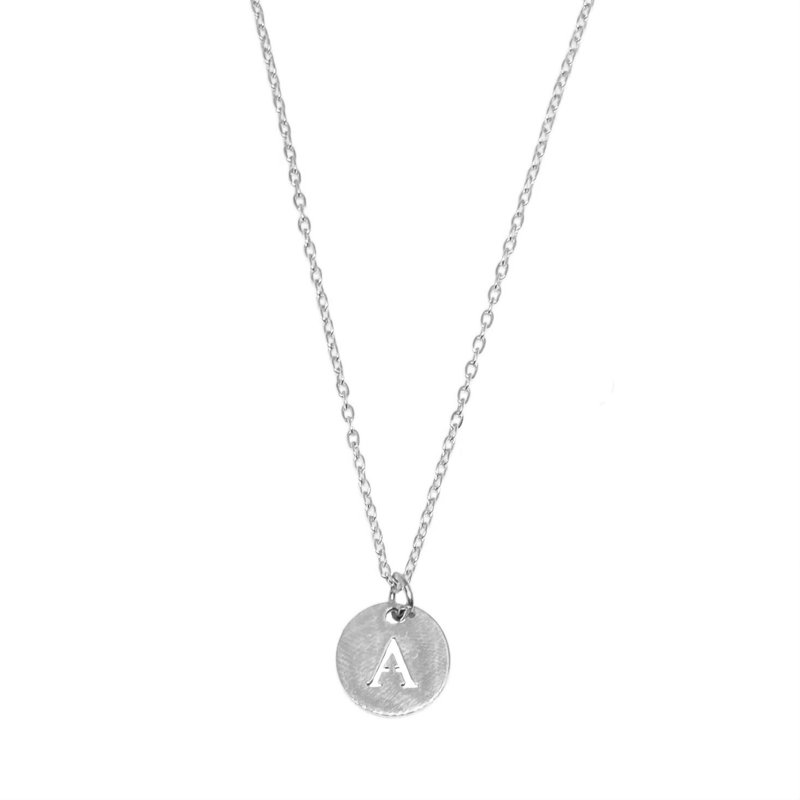 Pièce de monnaie lettre ketting - initiale A - argent