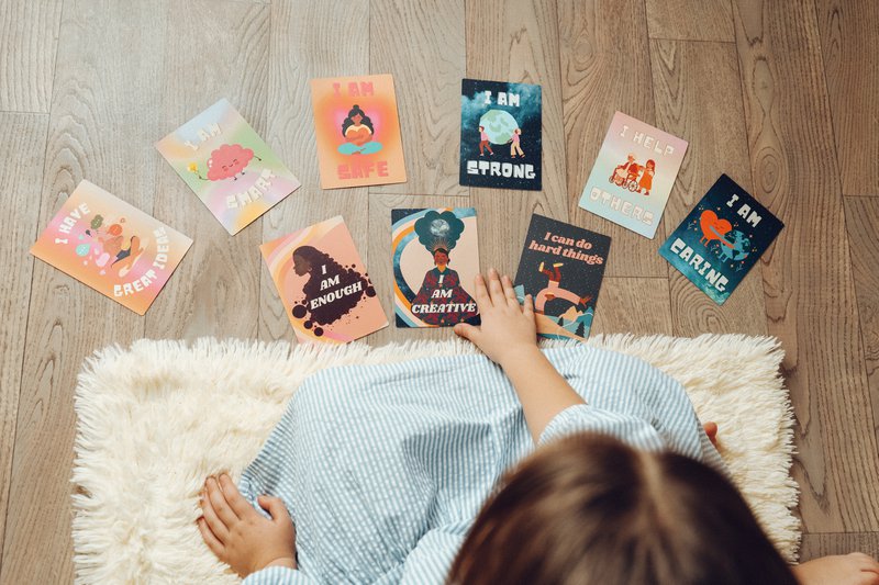 Positieve bevestigingskaarten voor kinderen - kerstcadeau
