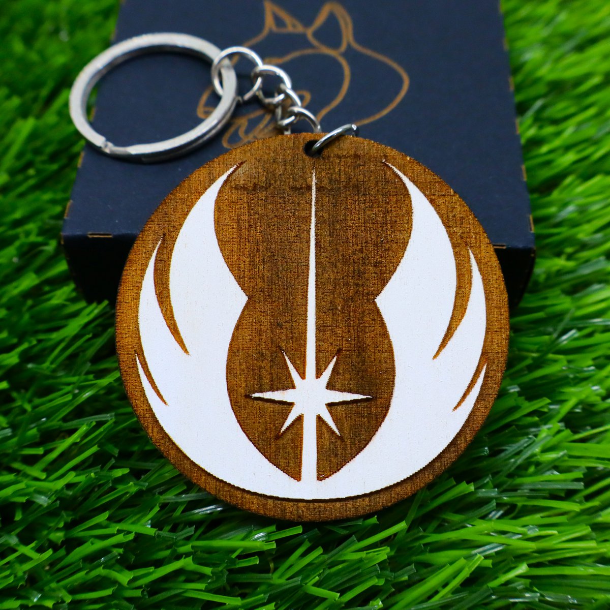 Tornari in legno di Star Wars - Anelli di chiave in legno tagliate a mano dipinti a mano - Mandaloriano, Jedi, Empire, Rebel, Republic, First Order - Gift Geek per i fan
