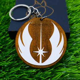 Tornari in legno di Star Wars - Anelli di chiave in legno tagliate a mano dipinti a mano - Mandaloriano, Jedi, Empire, Rebel, Republic, First Order - Gift Geek per i fan
