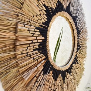 Seegrasspiegel mit Makramee-Details – Ambon Black ø70cm