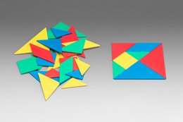 Tangramset in 4 kleuren (28 stuks) | Geometriepatroon leggen leer wiskundeschool