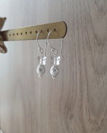 Grey freshwater pearl and butterfly earrings