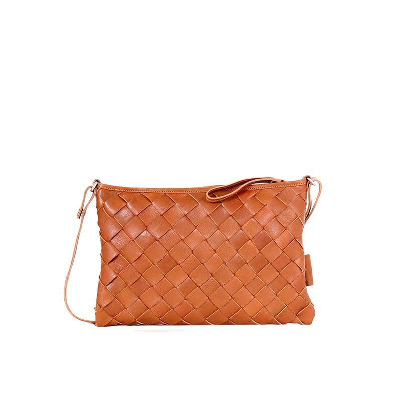 Pochette Intrecciata Grande Cognac