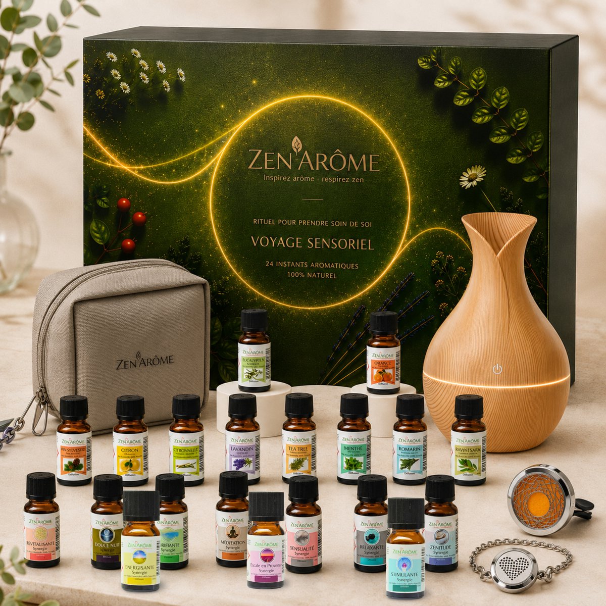 Aromatherapie-Adventskalender – 24 Tage Wohlbefinden: Diffusoren, reine ätherische Öle, Synergien und Zubehör – Premium-Geschenkbox
