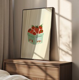 Aardbeien Mandje Illustratie - Poster
