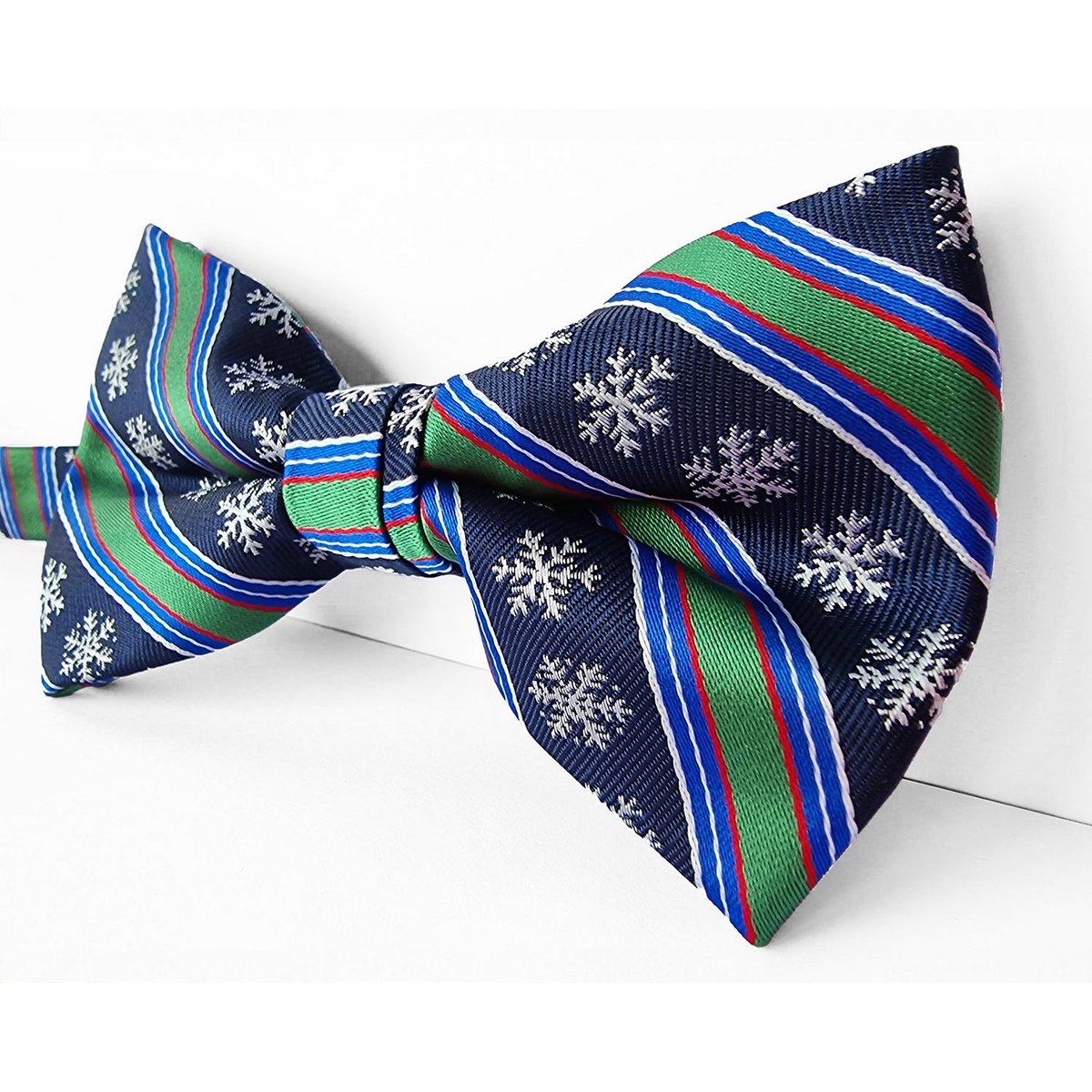 Bowtie - Blue with stripes and snowflakes