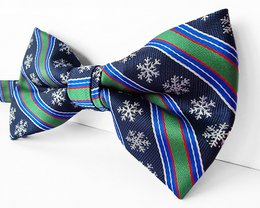 Bowtie - Blue with stripes and snowflakes