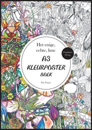 Coloring poster book with intricate floral designs in black and white, suitable for arts and crafts activities.