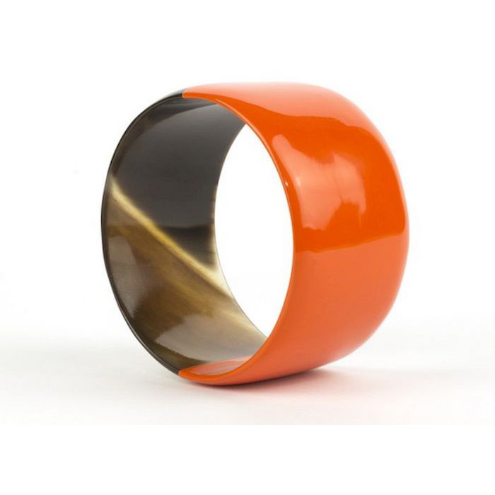 Broad orange lacquered bracelet in Size L