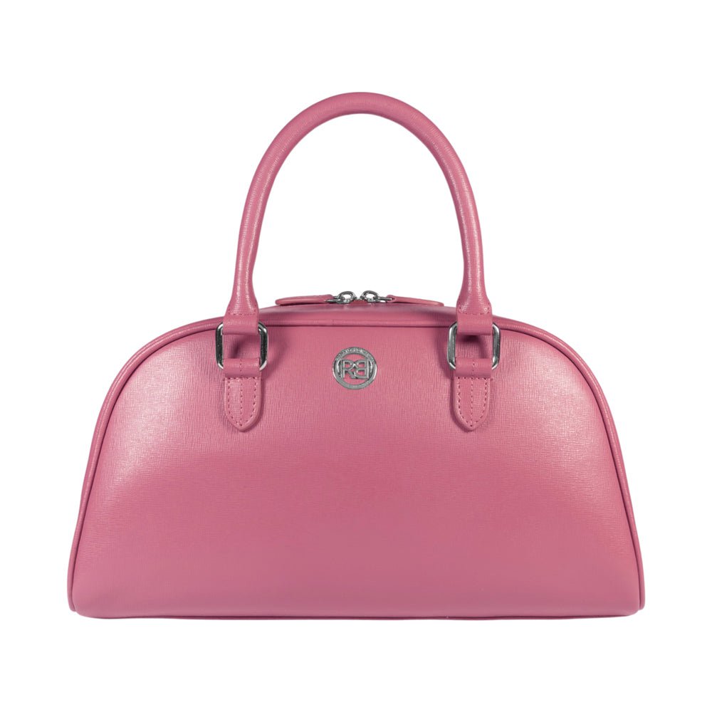 RB1034BS | VIRGINIA bowlingtas voor dames van echt saffianoleer, gemaakt in Italië. Pioen kleur