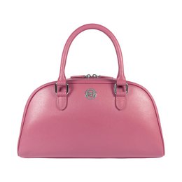 RB1034BS | VIRGINIA bowlingtas voor dames van echt saffianoleer, gemaakt in Italië. Pioen kleur