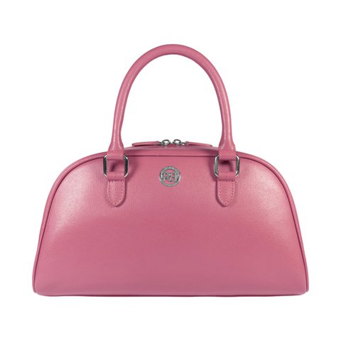 RB1034BS | VIRGINIA bowlingtas voor dames van echt saffianoleer, gemaakt in Italië. Pioen kleur