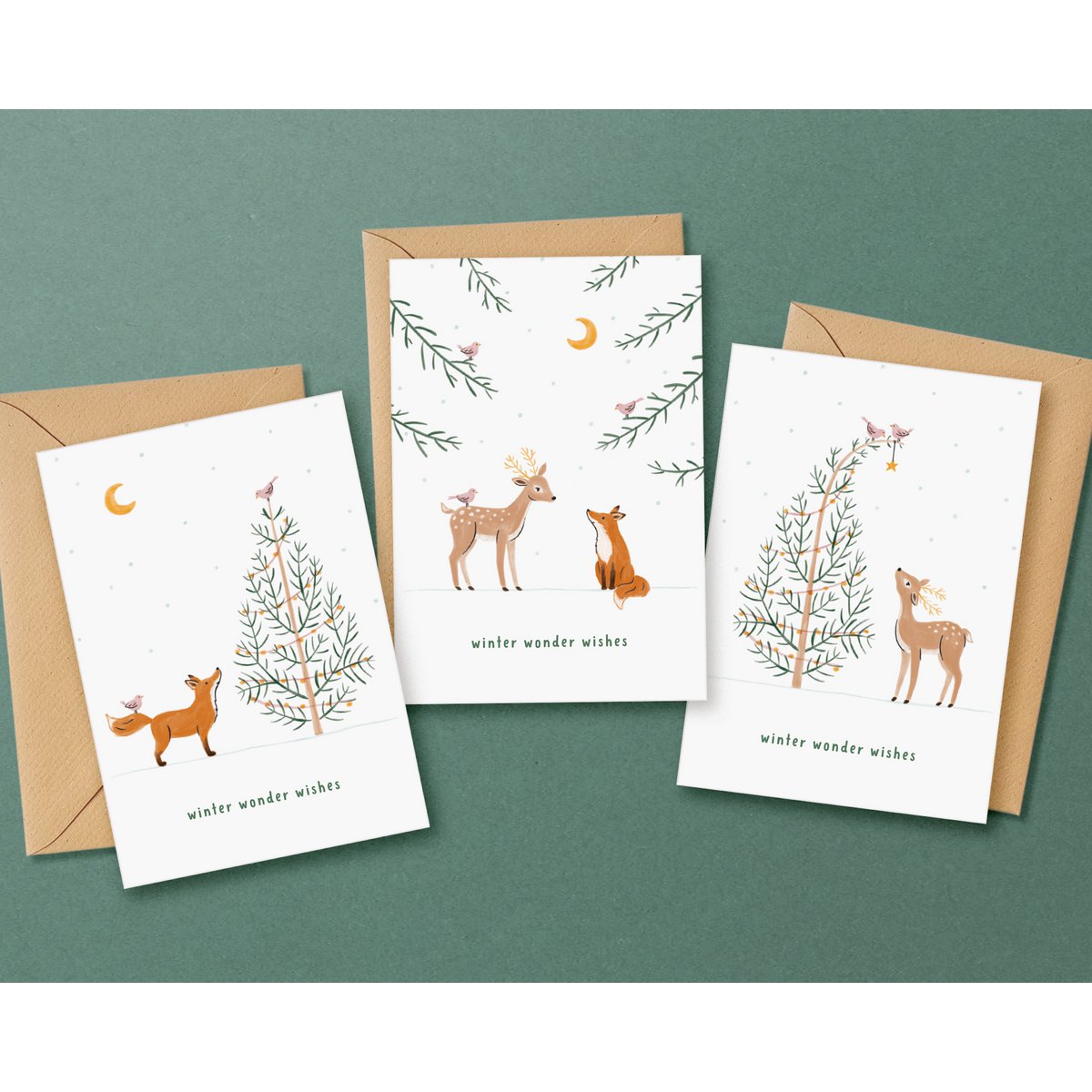 Tarjeta de Navidad | zorro | animales del bosque