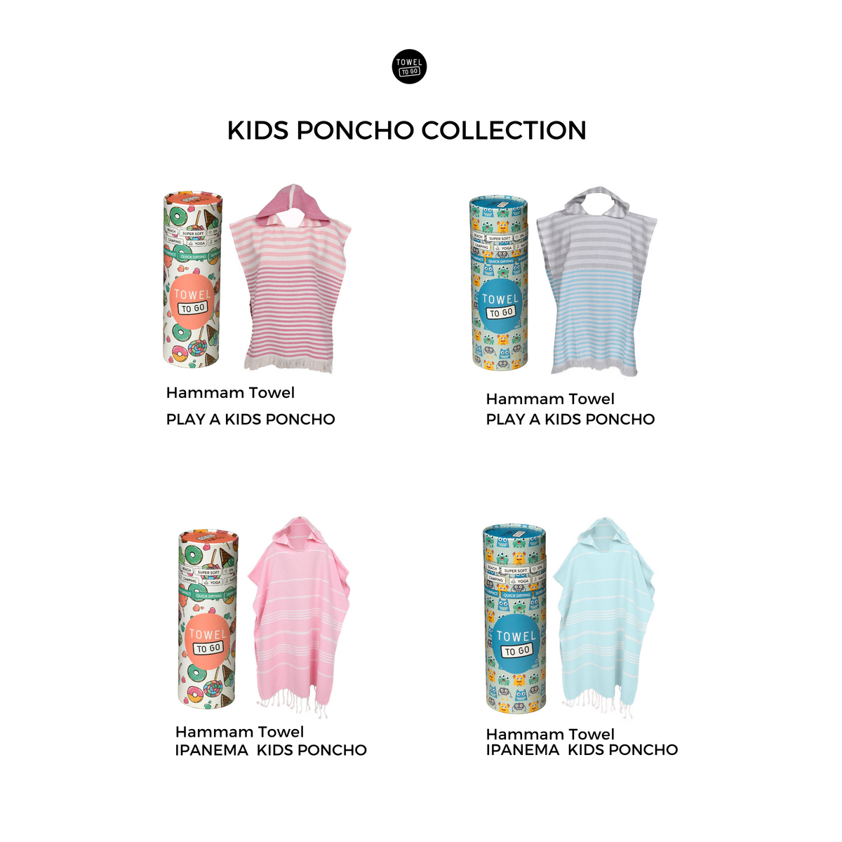 TOWEL TO GO PLAYA KIDS Cotton Beach Poncho 60x48 cm | Quick Dry Changing Towel | Blue | with Gift Box