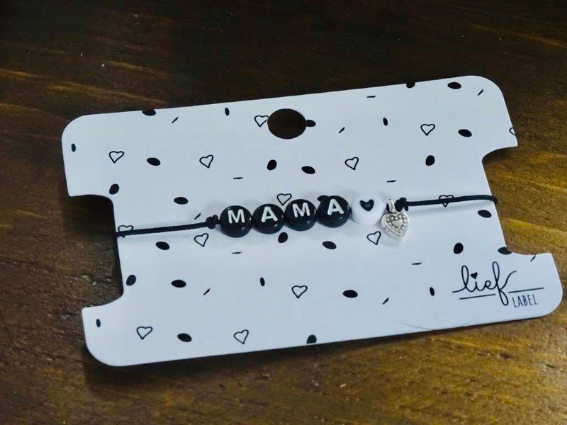 Bracelet Mama Black and white with charm