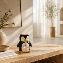 Burnt-Parfum-Pinguin in handgemaltem Keramik-Diffuser-ätherischen Ölen, Parfüm oder Wachs-12,5 cm-Kooner-Winteratmosphären-Ursprung-Wohlbefinden