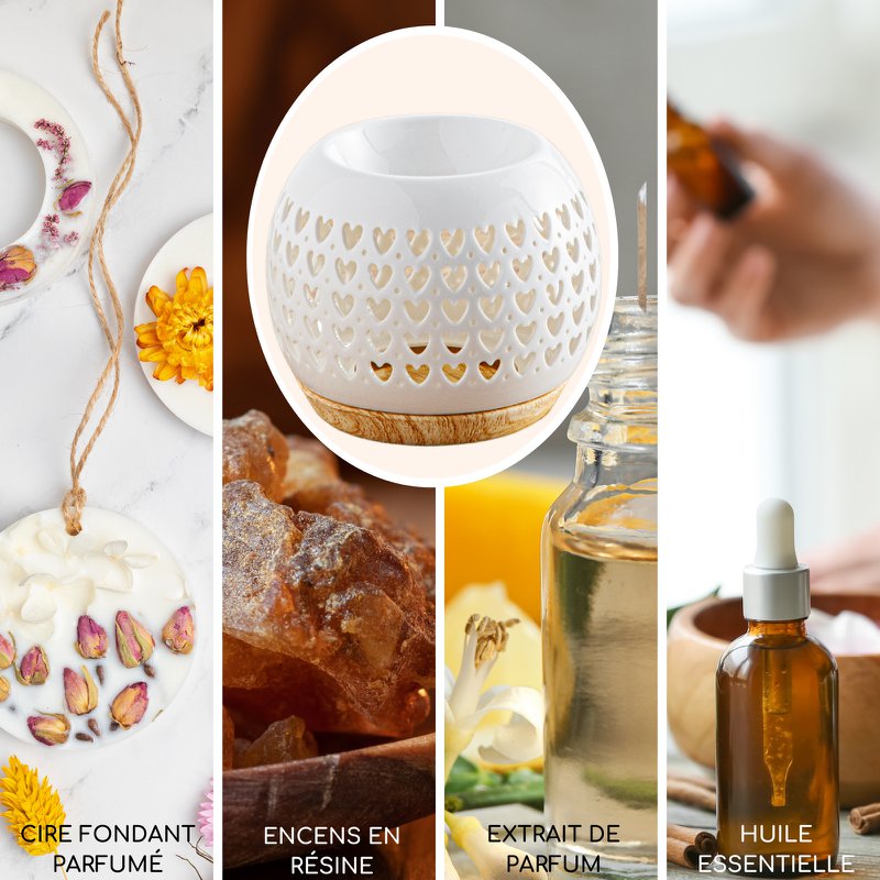 Burnt Ceramy Heart Parfume - Lakeret keramisk stearinlys - Diffusion Duftende voks, essentielle olier - Gaveideeindretning