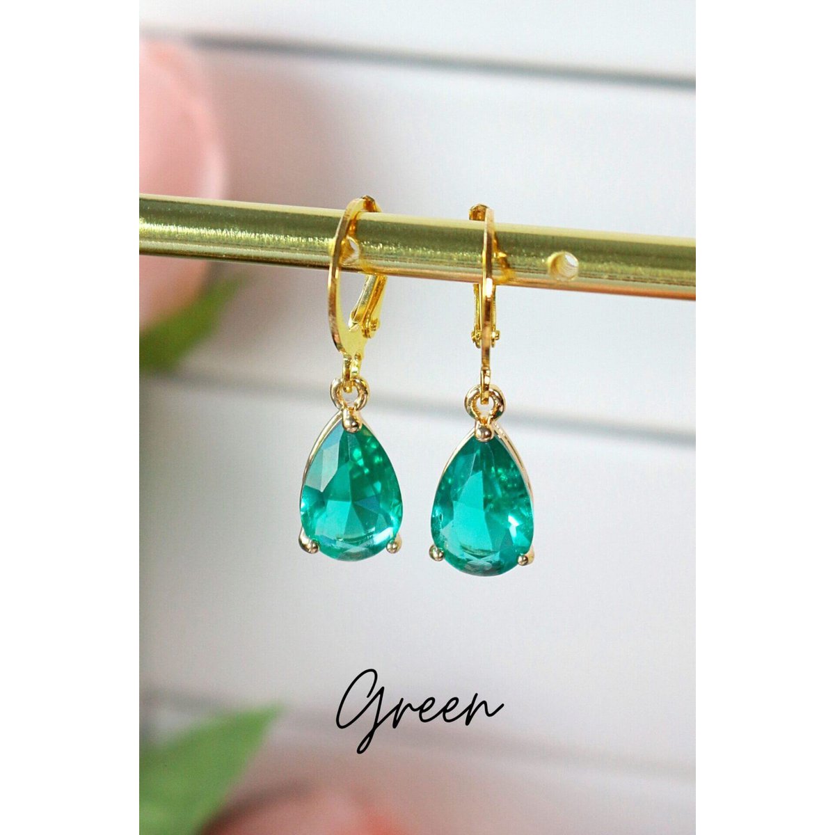 18K Rainbow Teardrop Hoops