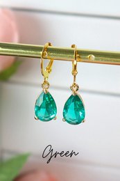 18K Rainbow Teardrop Hoops