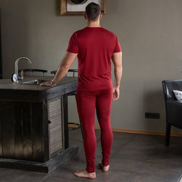 Men's 160 Merino 2-Piece Set of Short Sleeve & Bottom Royal cherry