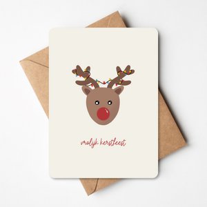 Weihnachtskarte Rentier mit Lichtern