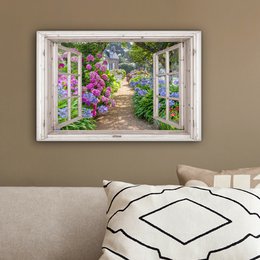 Canvas Maleri - Wall Decoration - Hortensia - View - Flowers - Summer - Purple - Pad