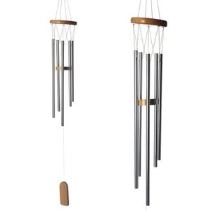 Houten windgong met metalen buizen 77cm