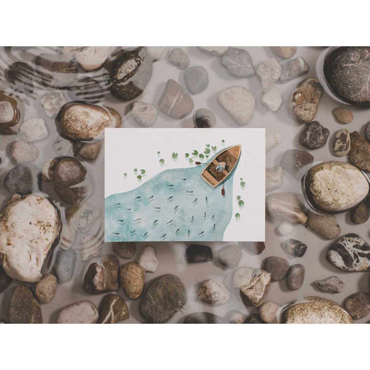 nager le long - Bateau | carte postale