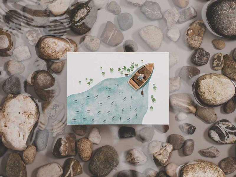 swim along - Boat | postcard