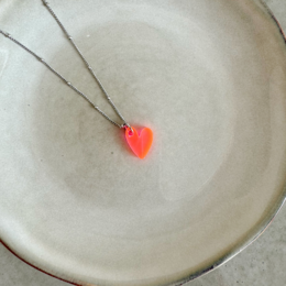 Ketting Lume Charms | Herz neonrosa Silber