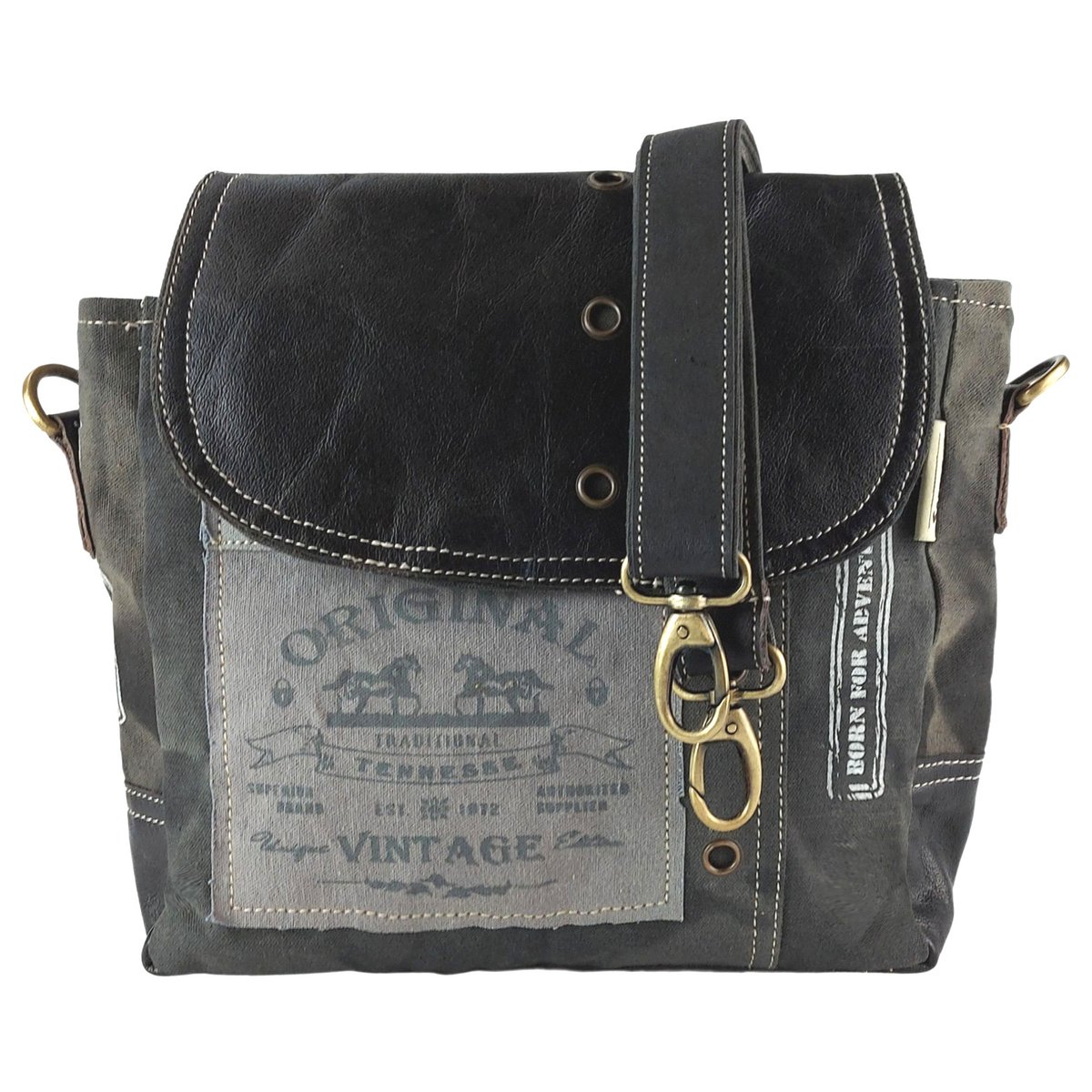 Damska torba listonoszka Sunsa. Torba na ramię w kształcie kuriera. Torba na ramię w stylu vintage. Płócienna torebka. Duża torba na ramię dla kobiet.