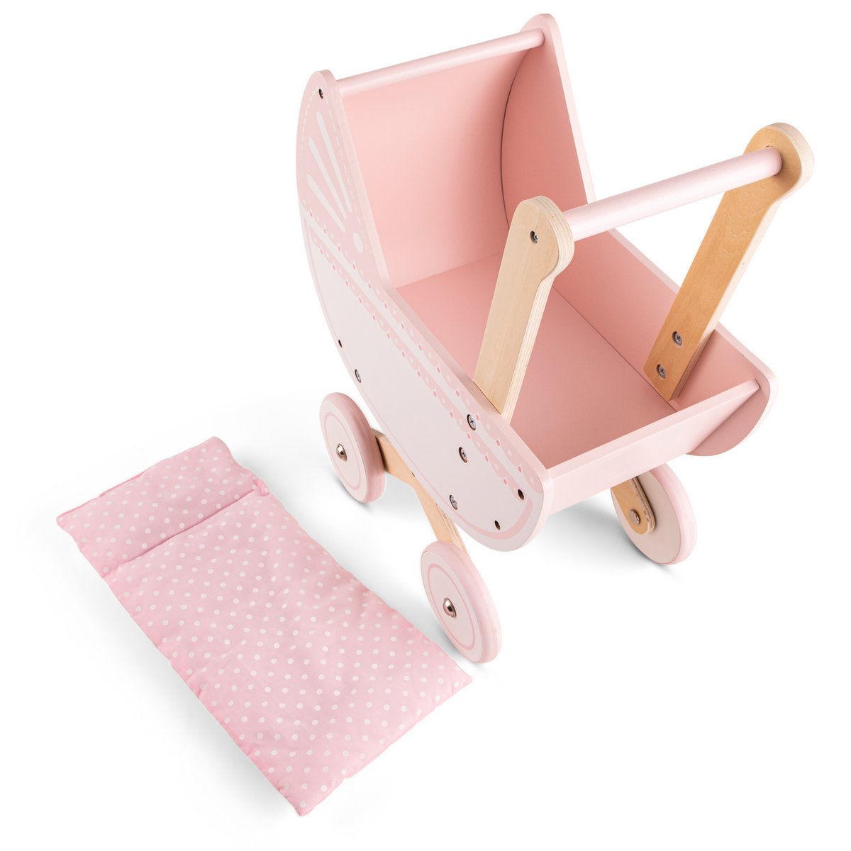 Houten Poppenwagen met Dekbedje