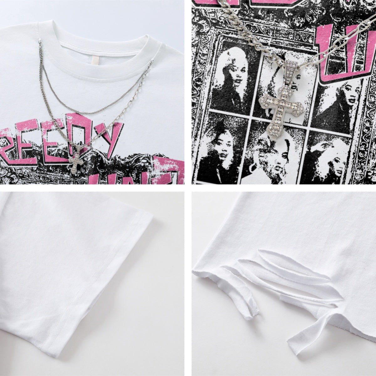 T-Shirt manches courtes unisexe, Streetwear, Hip-Hop, Design de Style foncé, collier, ample, décontracté, haut pour couple