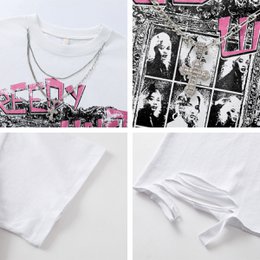 T-Shirt manches courtes unisexe, Streetwear, Hip-Hop, Design de Style foncé, collier, ample, décontracté, haut pour couple