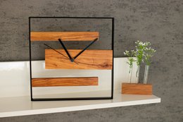 Reloj de pared moderno de madera de olivo