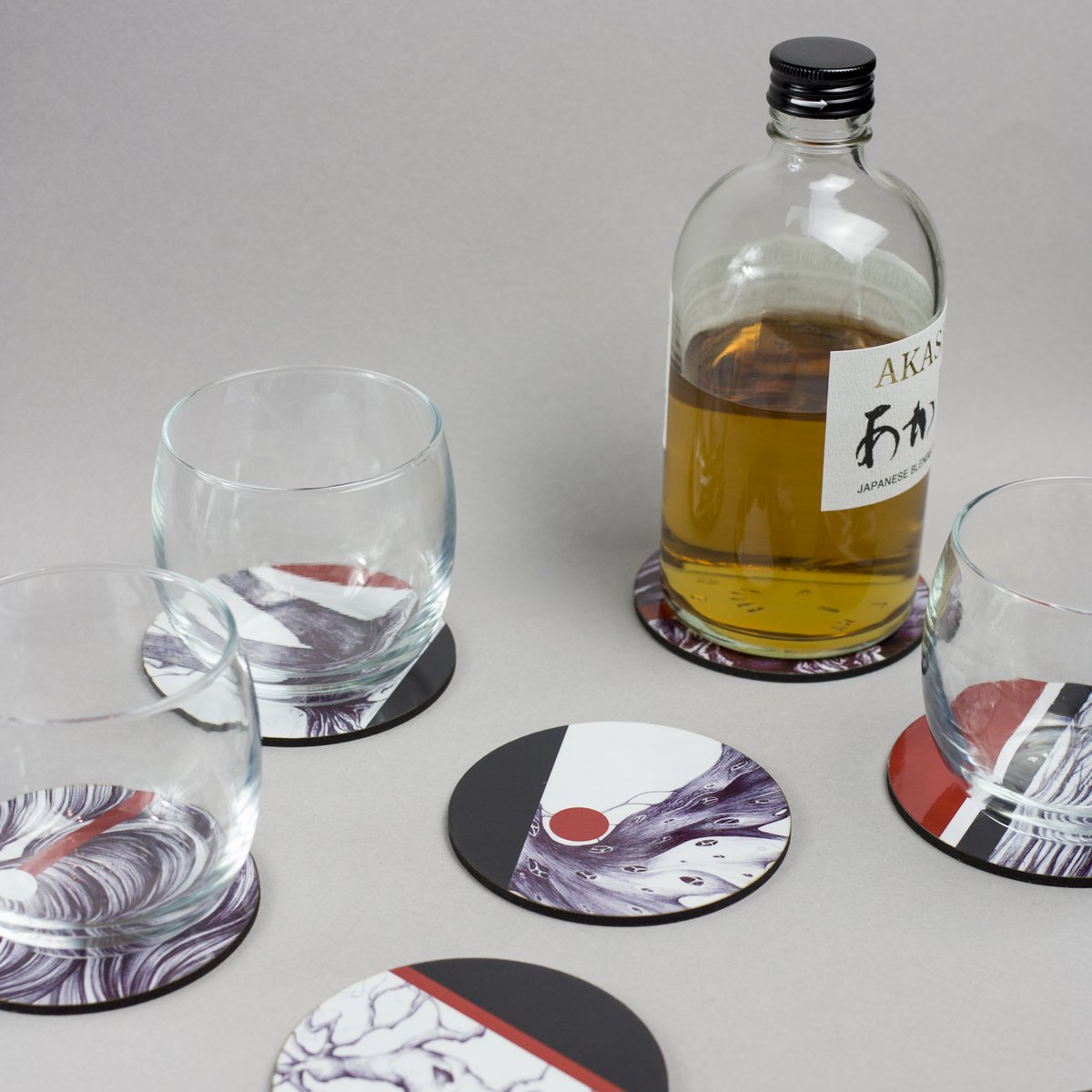 Sæt med 6 Rising Sun coasters