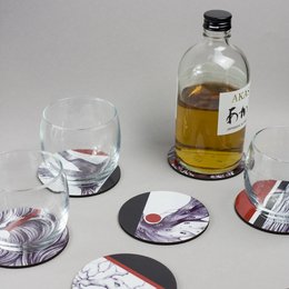 Sæt med 6 Rising Sun coasters