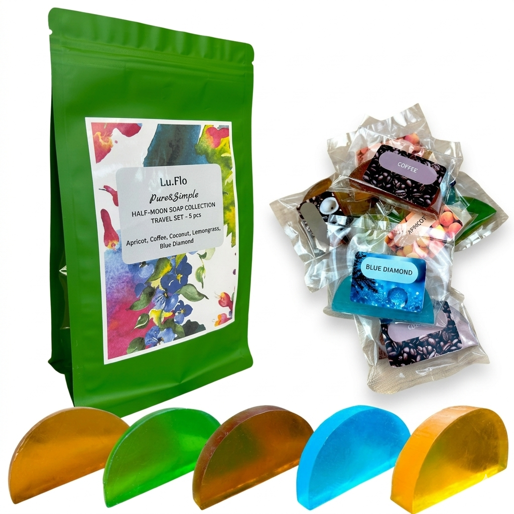 Set de jabón de glicerina: albaricoque, café, coco, fresco y hierba de limón