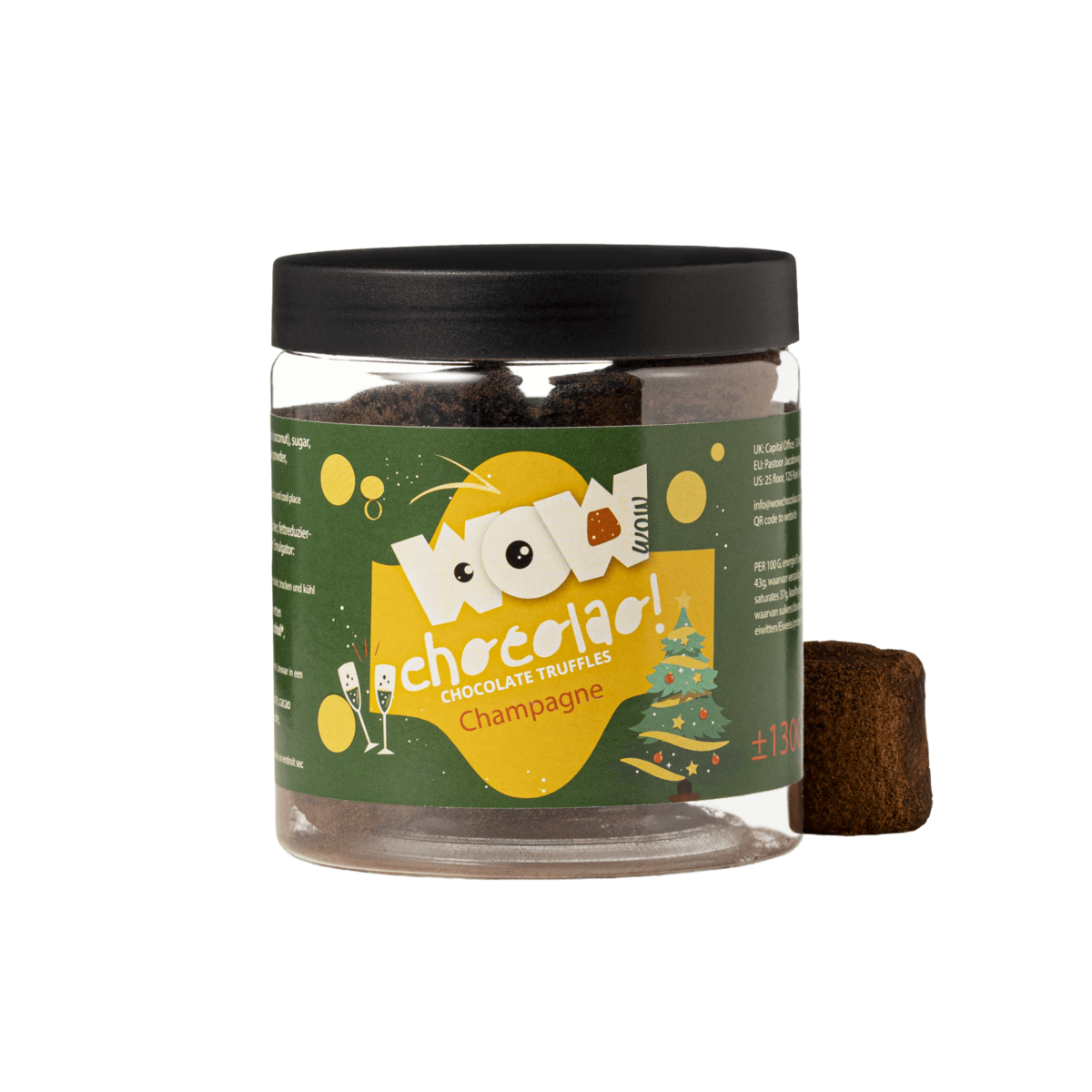 Champagne juletrøfler gavekrukke 130g | Mousserende feriechokolade