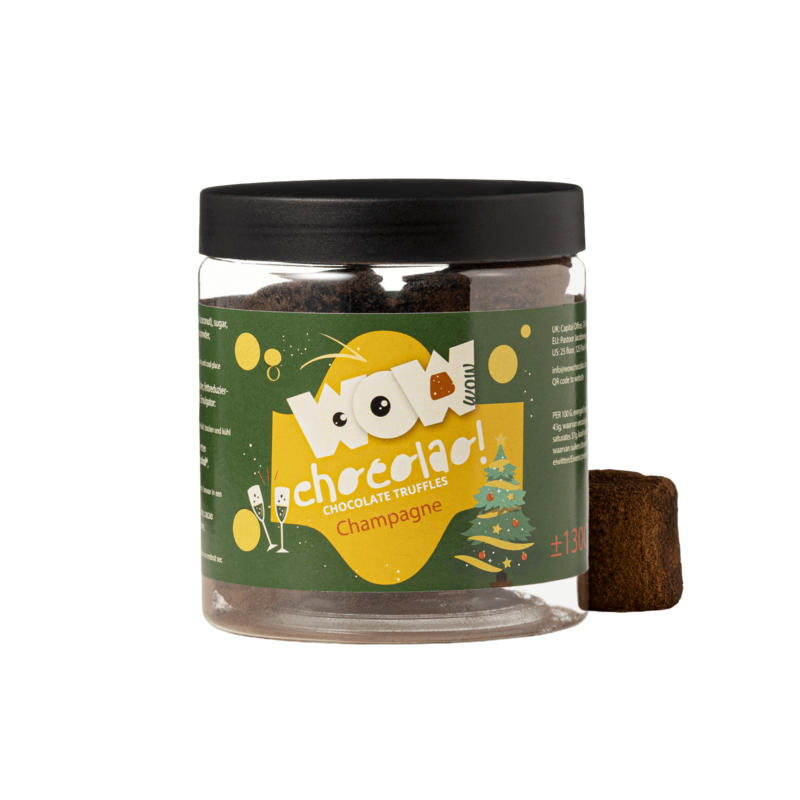 Champagne juletrøfler gavekrukke 130g | Mousserende feriechokolade