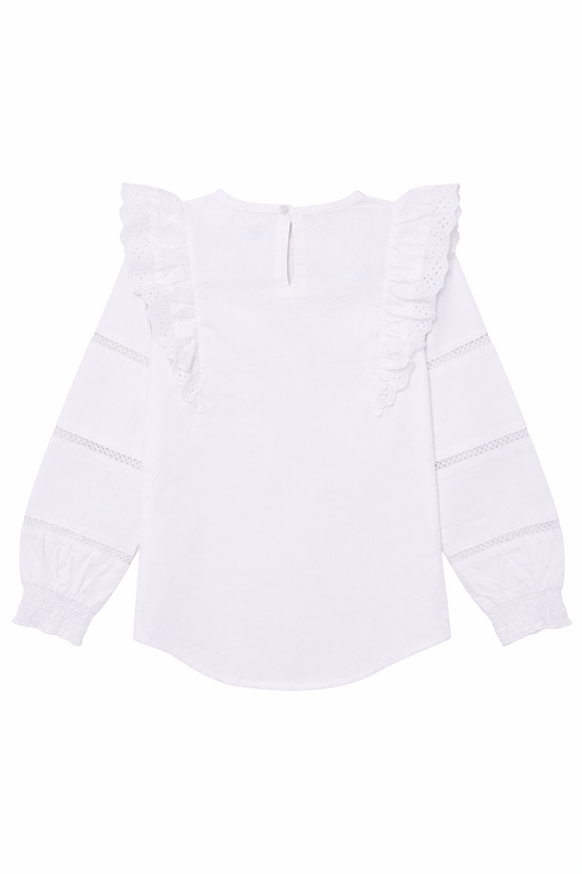 Chemisier Funkle Blanc Neige – Popeline de Coton Paper Touch – Luxe Meisjesmode