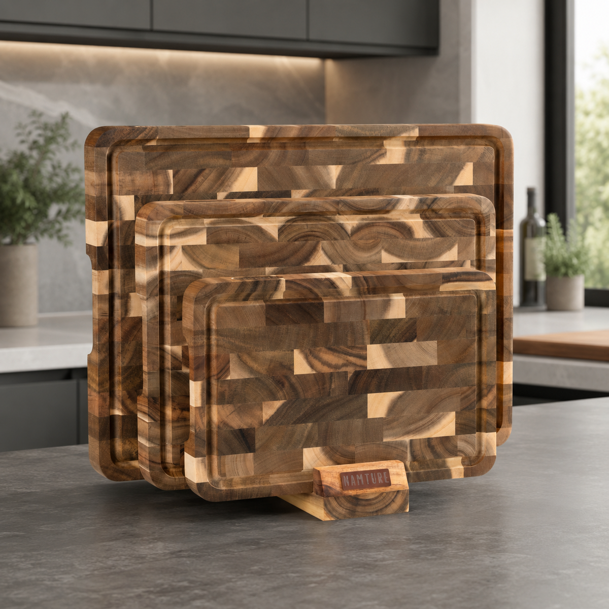 Acacia Snijplankenset 3 delig | Premium Houten Snijplanken | Cadeauwaardige Keukenset